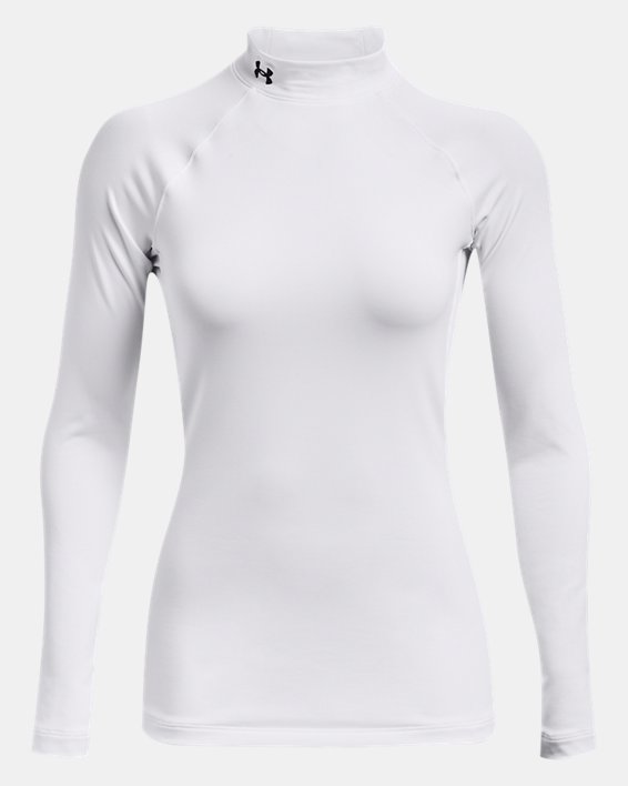 Damen HeatGear® Authentics Oberteil mit Stehkragen, White, pdpMainDesktop image number 4